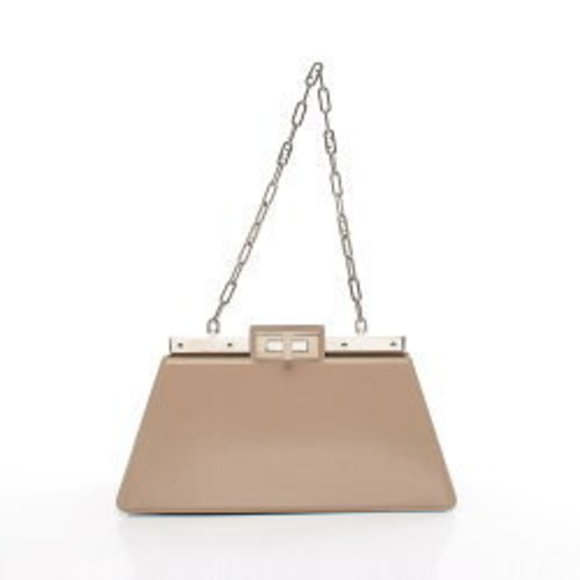 FENDI Peekaboo Shoulder Bag Beige Leather - Picture 1 of 4